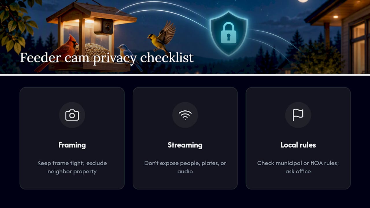 Bird camera privacy framing and sharing guide