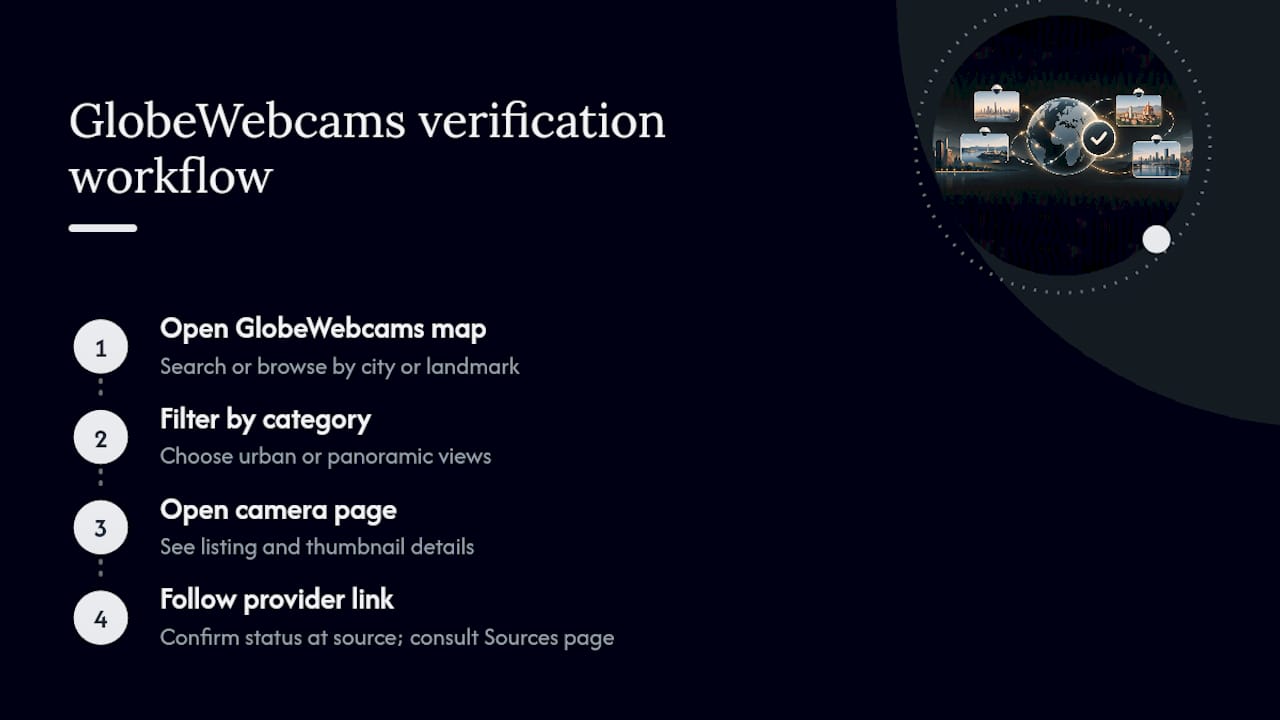 Four-step skyline webcam verification workflow