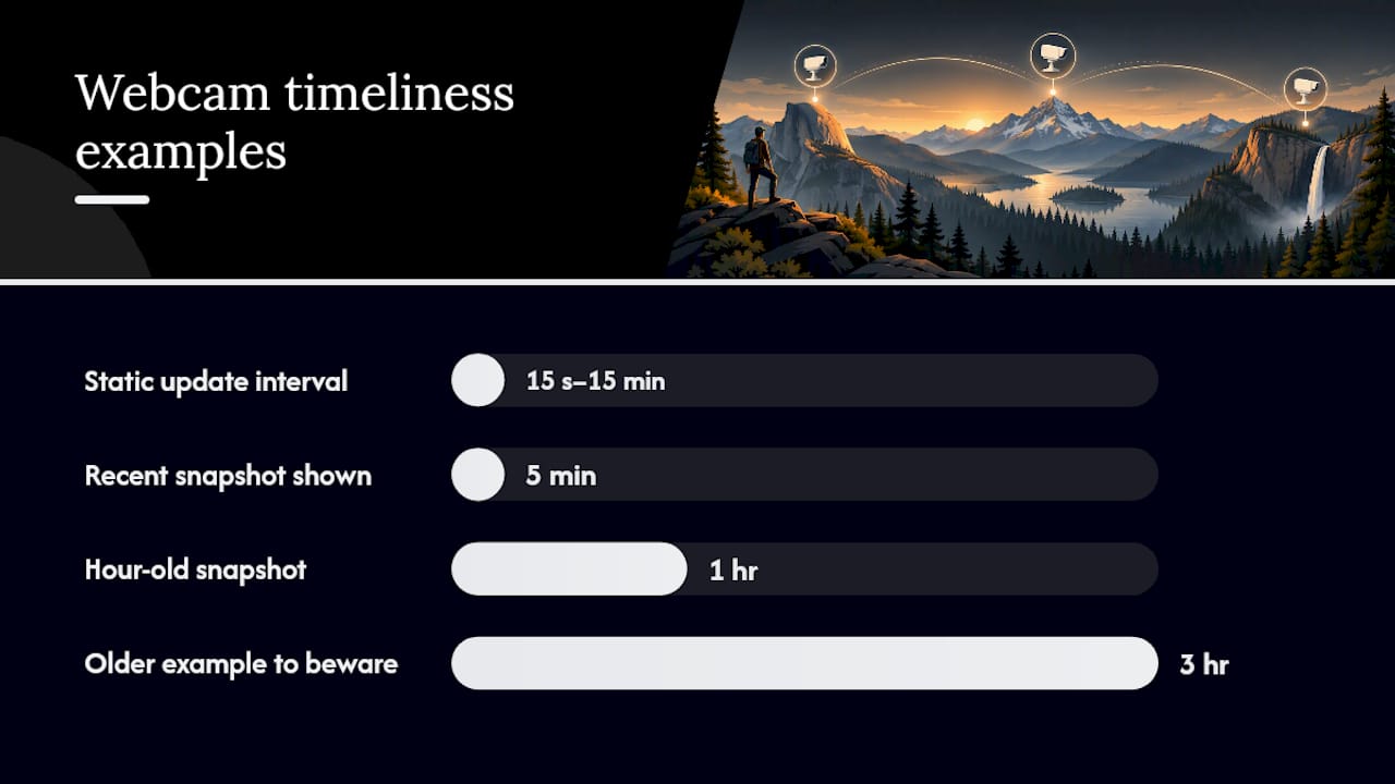 How to use webcams for planning, weather orientation, and wildlife viewing — overview diagram